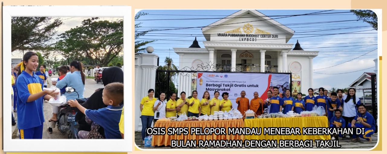 OSIS SMPS PELOPOR MANDAU MENEBAR KEBERKAHAN DI BULAN RAMADHAN DENGAN BERBAGI TAKJIL