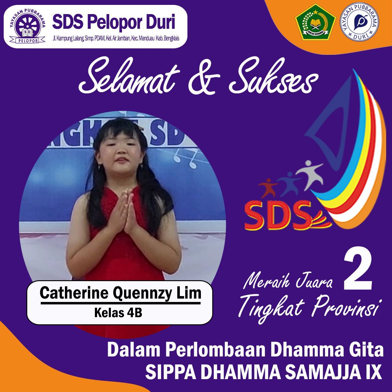 JUARA 2 DALAM LOMBA DHAMMA GITA SIPPA DHAMMA SAMAJJA IX